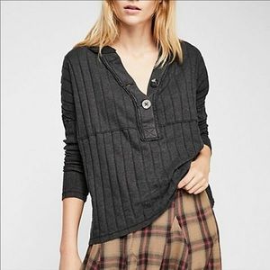 Free People We The Free Gray In the Mix Ribbed Top